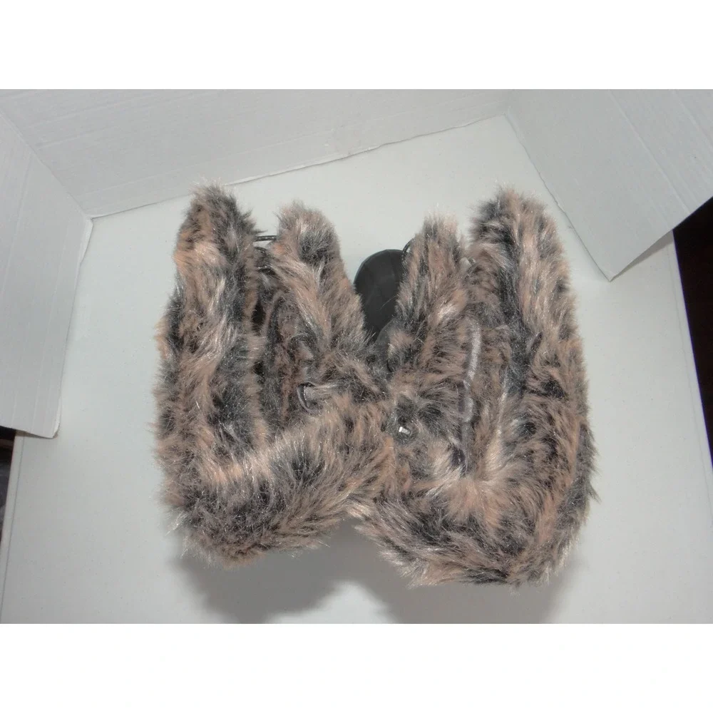 Lands End Womens Gray Faux Fur Trim Tall Snow Boots V3838/F4116 Size 10B